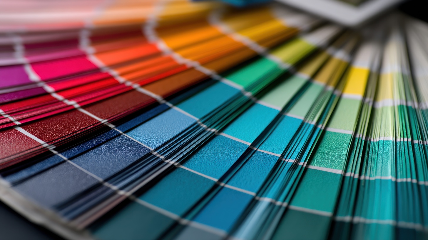 Cartela de cores com amostras de tons e nuances
